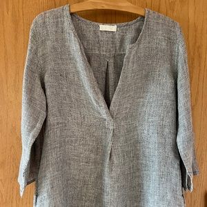 CP Shades (S) Popover Tunic Gray Linen Top